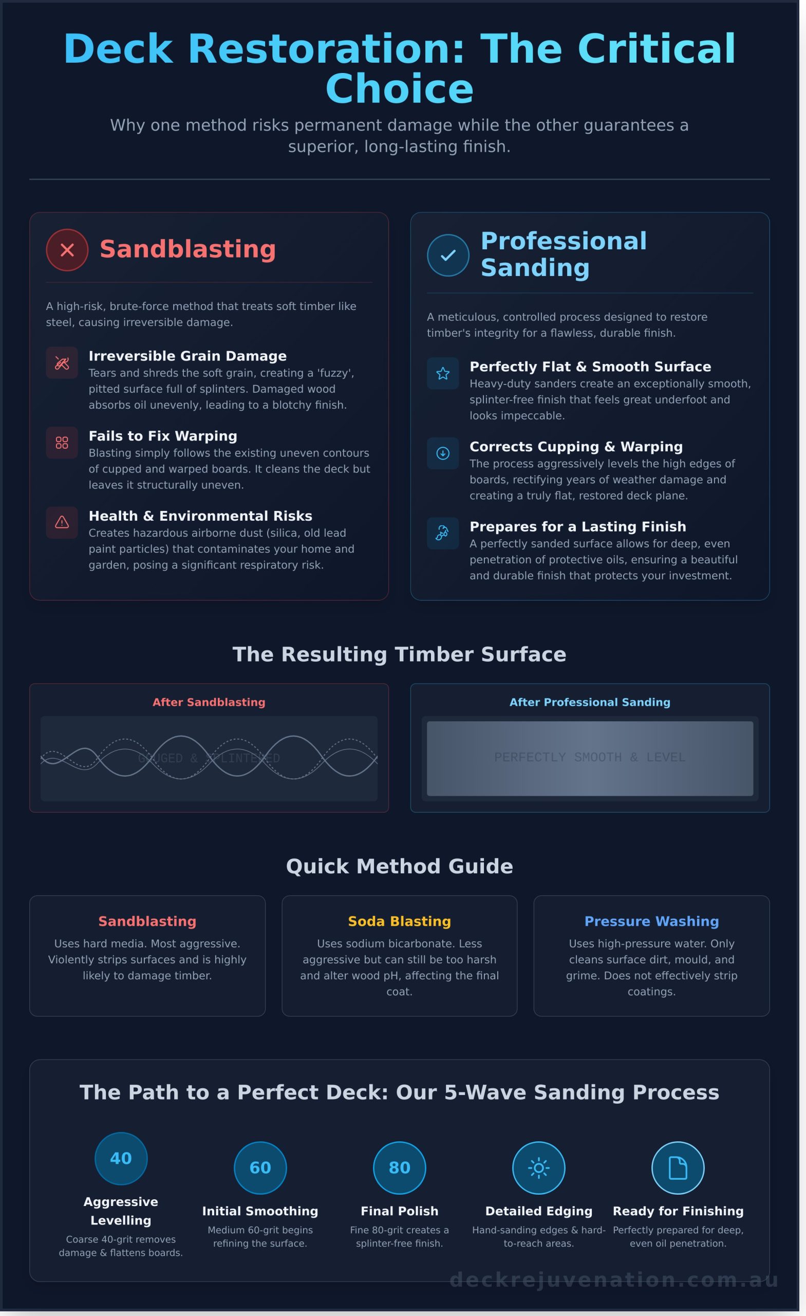 Sandblasting a Deck: The Honest Truth from a Melbourne Pro - Infographic