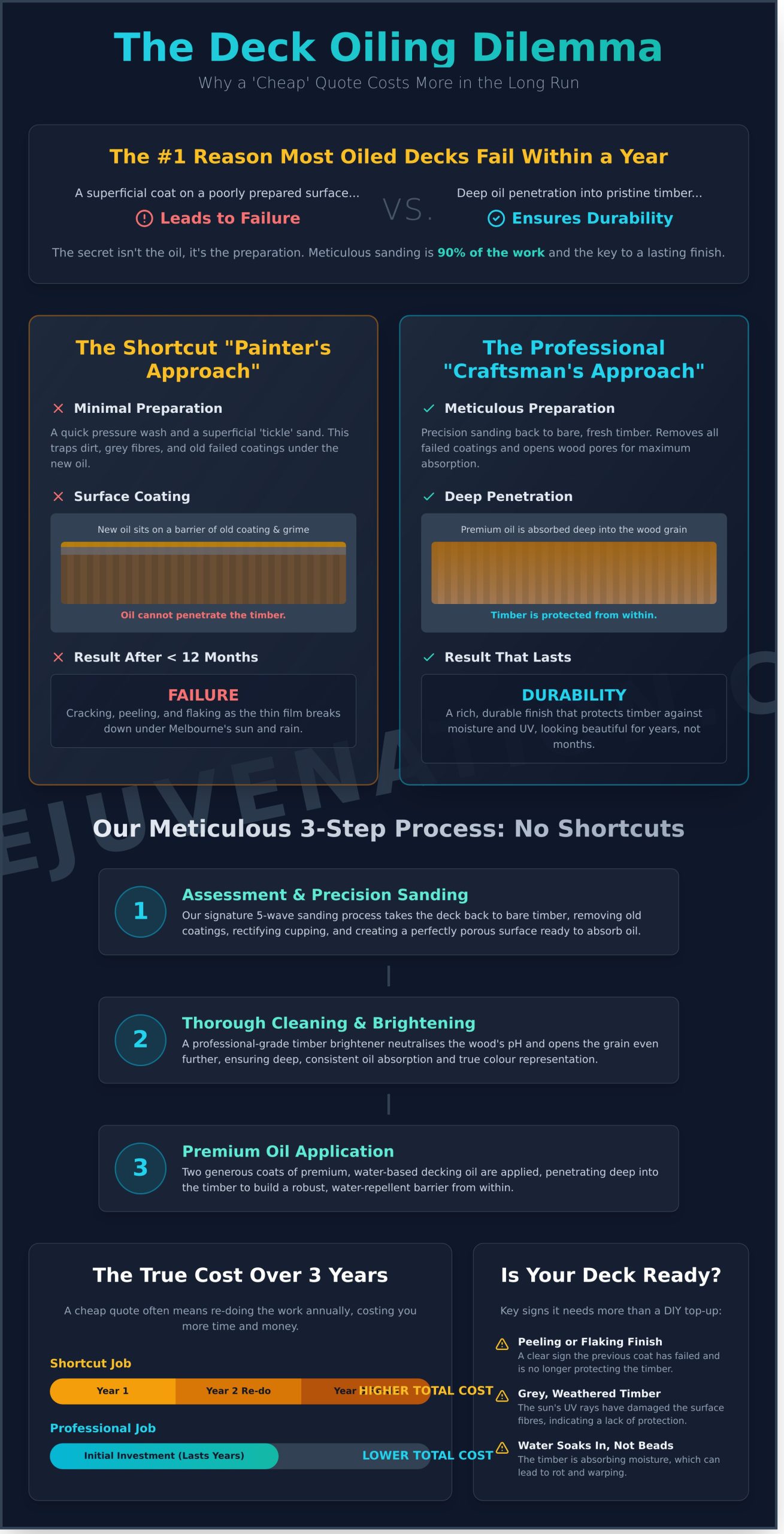 Professional Deck Oiling Service Melbourne: A Finish That Actually Lasts - Infographic