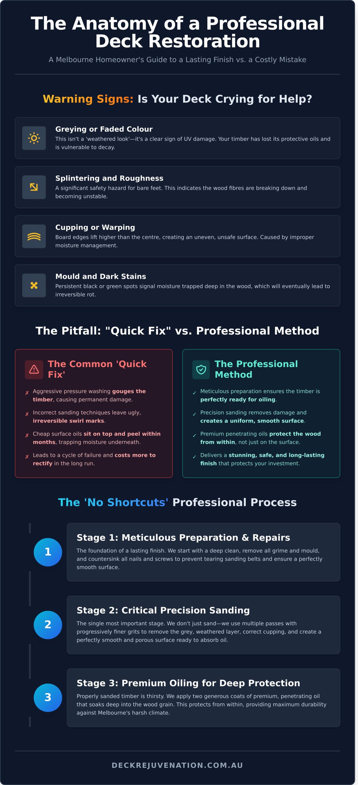 Timber Deck Restoration Melbourne: A Homeowner’s Guide - Infographic