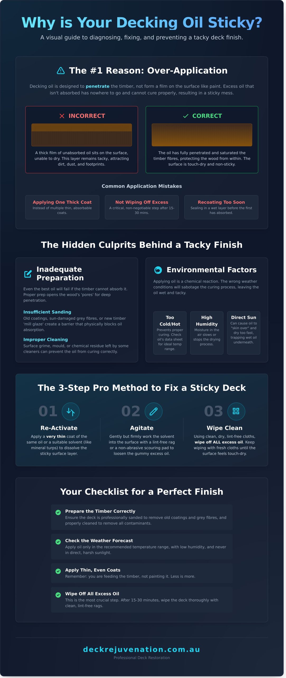 Why Is My Decking Oil Sticky? The 5 Common Causes & How to Fix It - Infographic